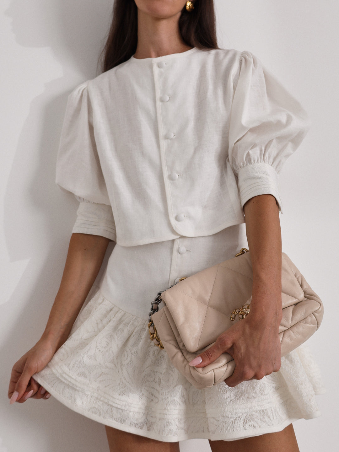 Felicia Tiered Skort With Lace | Coco White