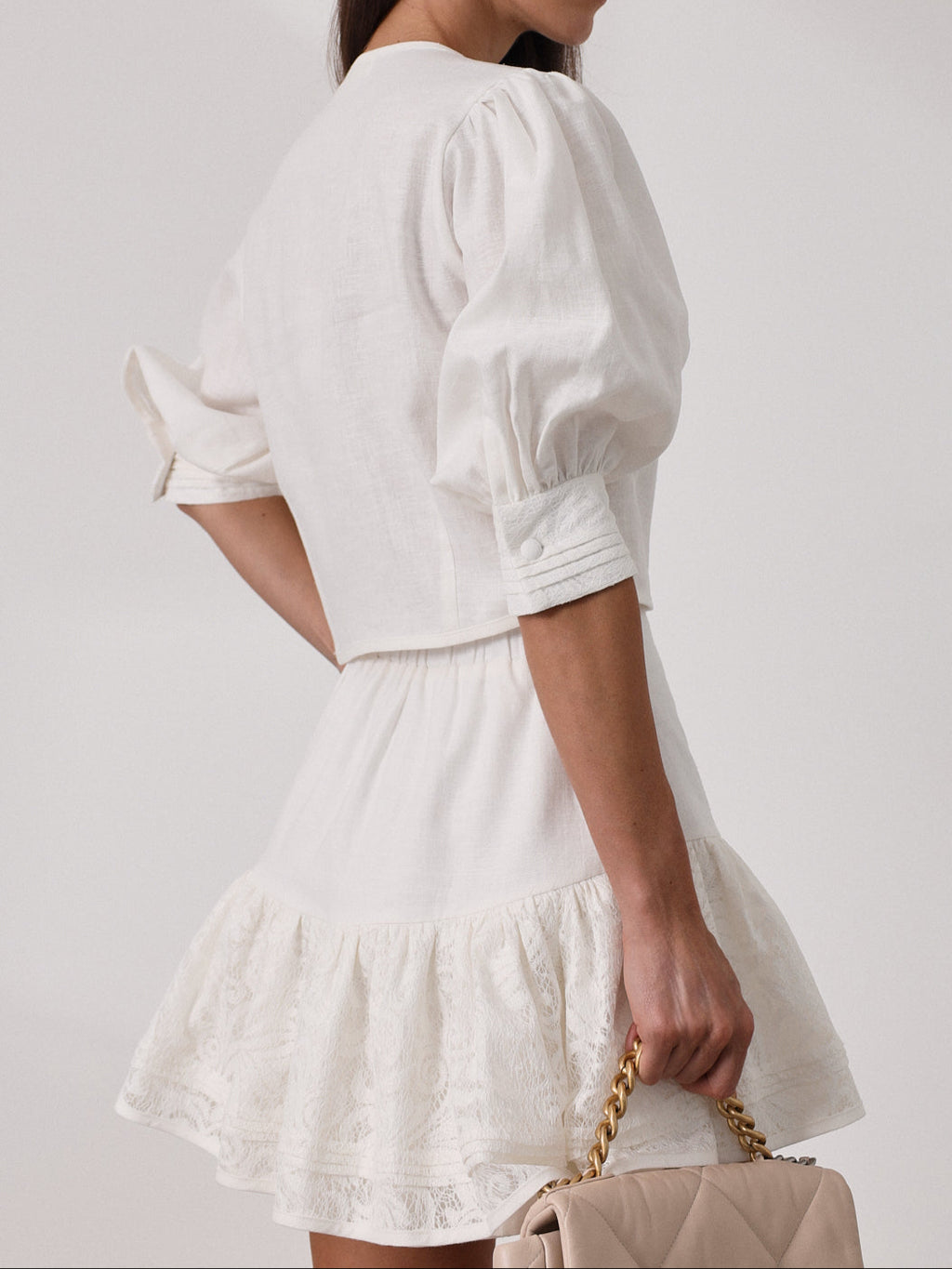 Felicia Tiered Skort With Lace | Coco White