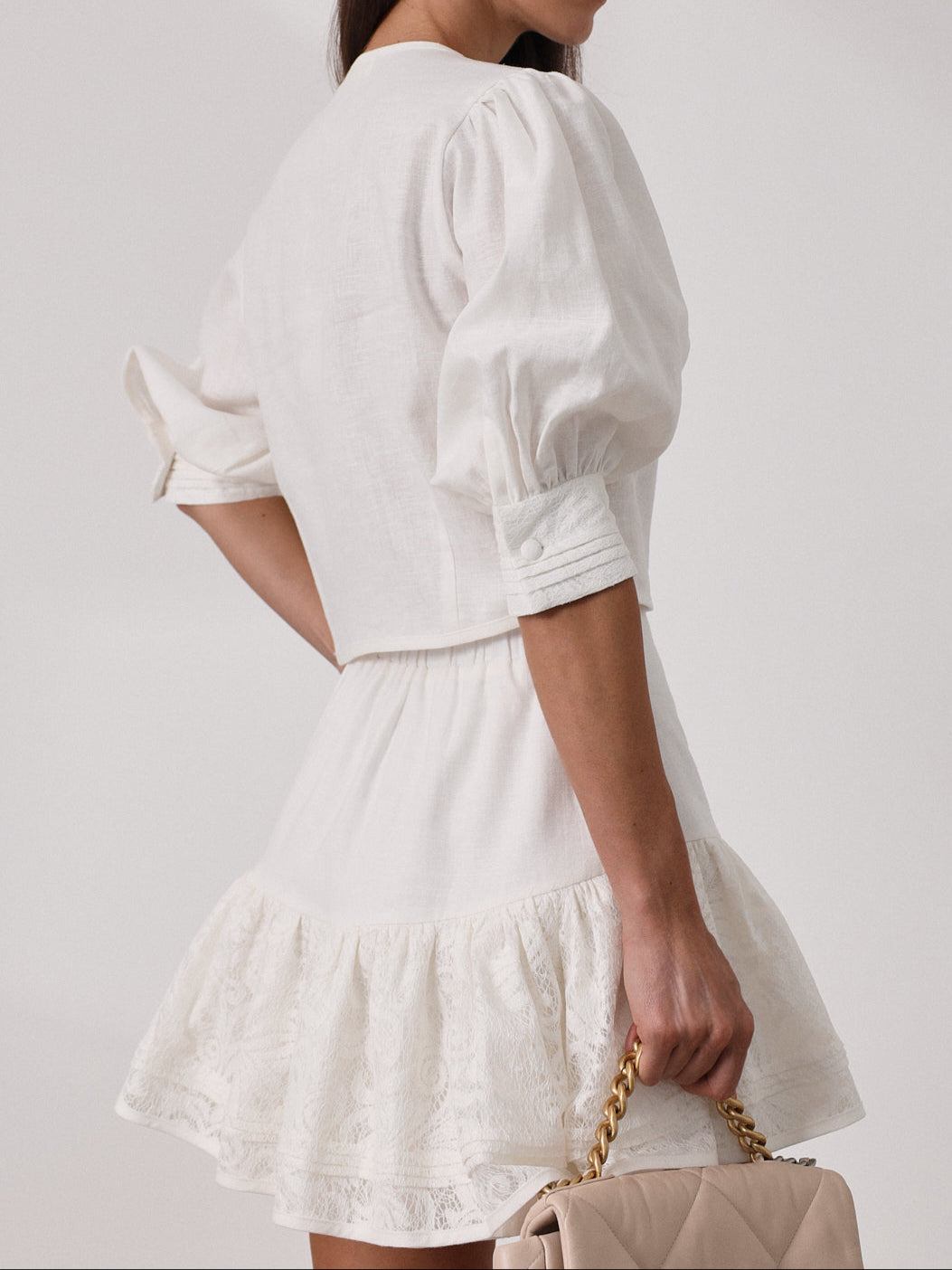 Felicia Tiered Skort With Lace | Coco White