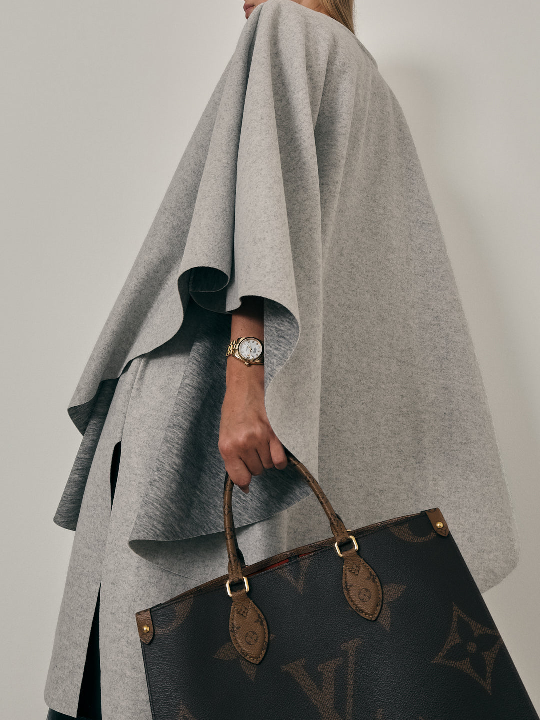 Sorella Plush Felt Cardigan Cape | Grey Marl