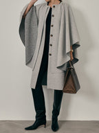 Sorella Plush Felt Cardigan Cape | Grey Marl