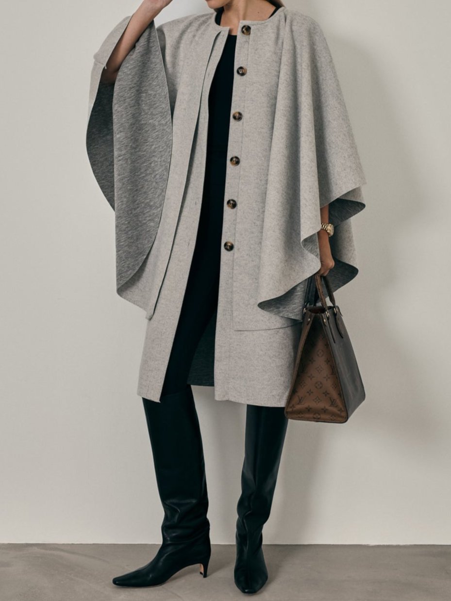 Sorella Plush Felt Cardigan Cape | Grey Marl
