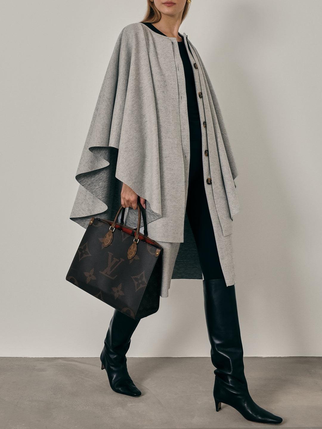 Sorella Plush Felt Cardigan Cape | Grey Marl
