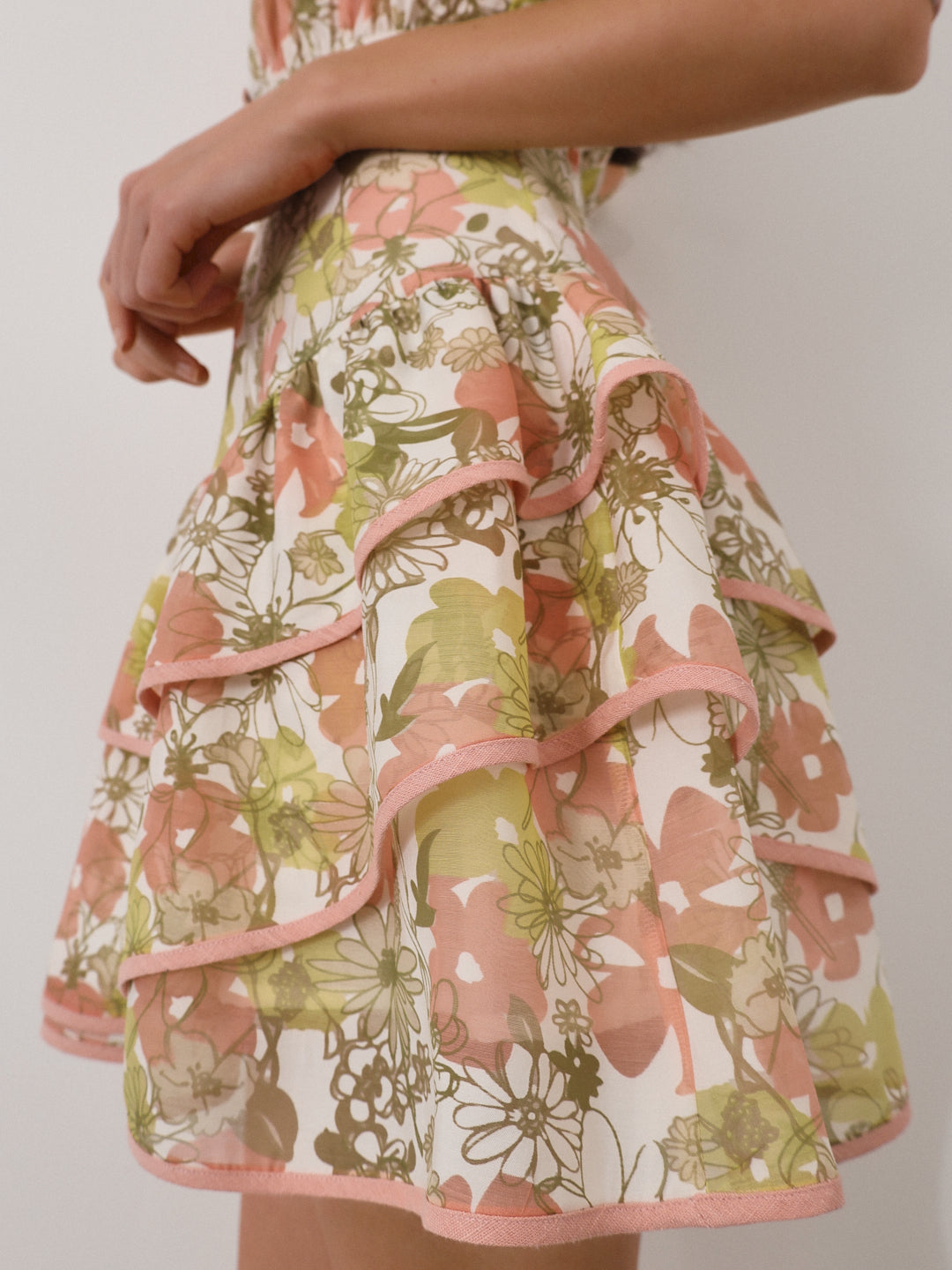 Cassidy Floral Frill Day Dress | Apricot Multi