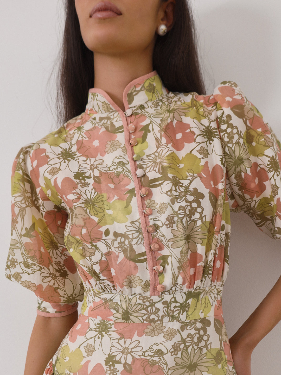 Cassidy Floral Frill Day Dress | Apricot Multi
