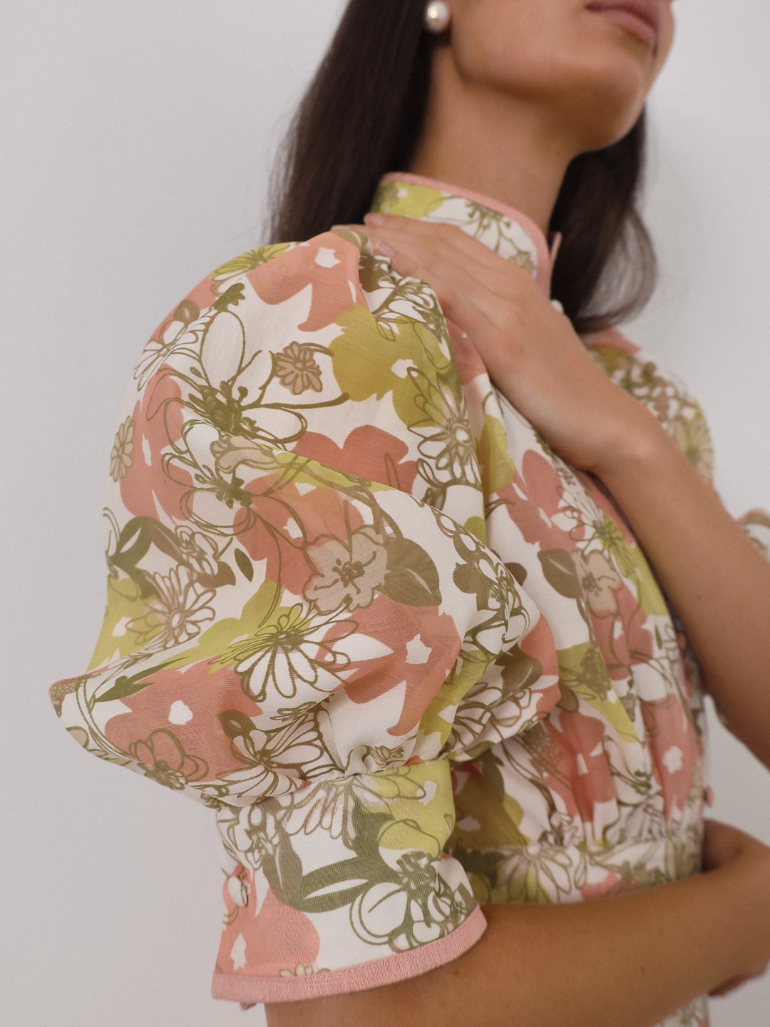 Cassidy Floral Frill Day Dress | Apricot Multi