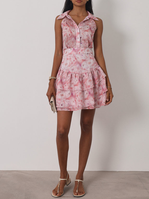 Sandrina Floral Frill Elevate Dress | Pink