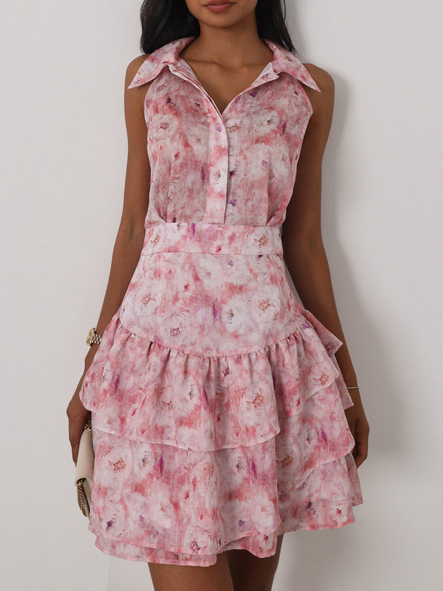 Sandrina Floral Frill Elevate Dress | Pink