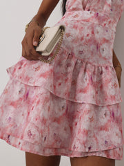 Sandrina Floral Frill Elevate Dress | Pink