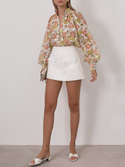 Demi Button Through Skort | White