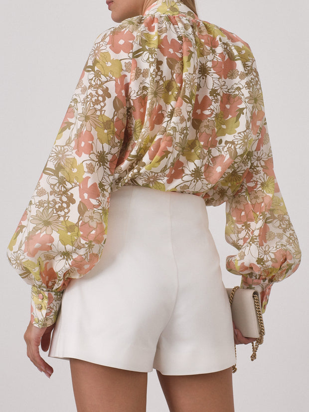 Cassidy Floral Button Through Blouse | Apricot Multi