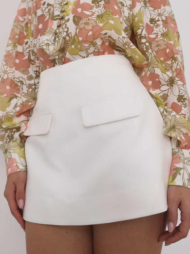 Demi Button Through Skort | White