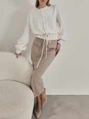 Freya Textured Cotton Cardigan | Ivory