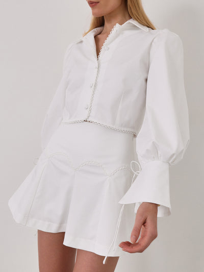 Gaila Scallop Detail Skort | White