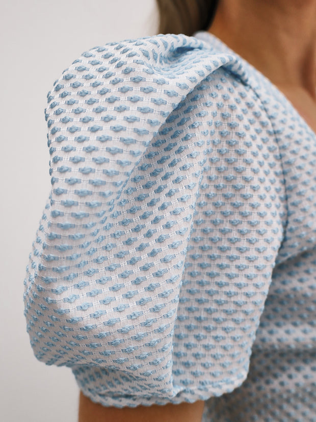 Gallinara Jacquard Dotted Top | Blue & White