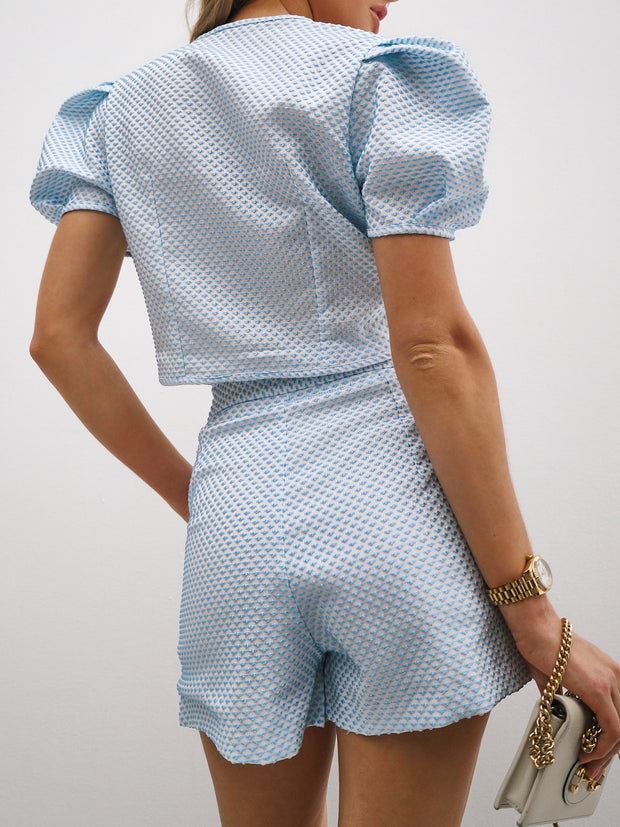 Gallinara Jacquard Dotted Shorts | Blue & White
