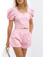 Gallinara Jacquard Dotted Shorts | Pink & White