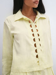 Gloria Cut Away Button Down Cotton Shirt | Lemon