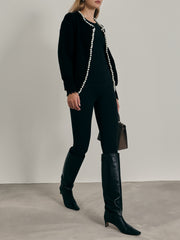 Isabella Pearl Edge Cardigan | Black