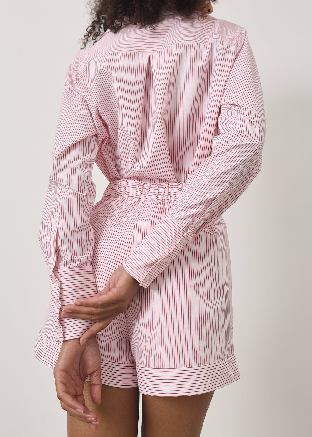 Ishani Stripe Timeless Shorts | Red/White