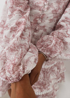 Janelle Elegant Frill Day Dress | White & Pink