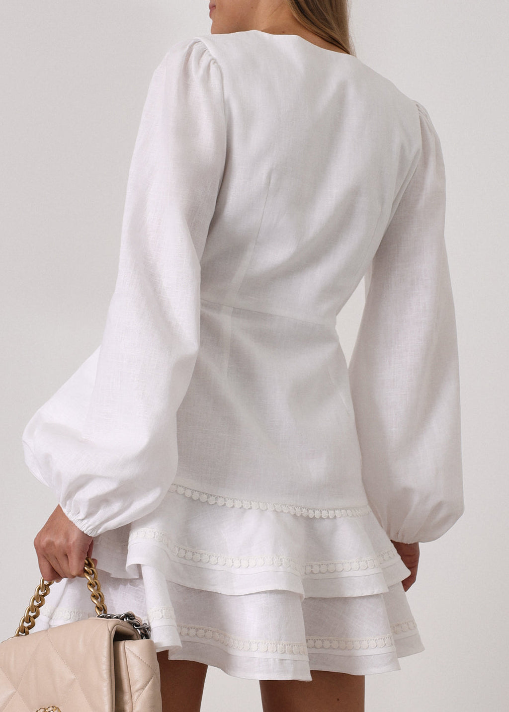 Janie Elegant Frill Day Dress | White