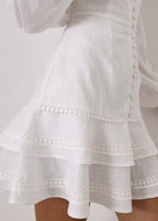 Janie Elegant Frill Day Dress | White