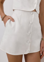 Karina Minimal Chic Button Up Skort  | White