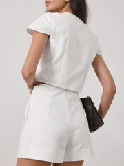 Karina Minimal Chic Button Up Skort  | White