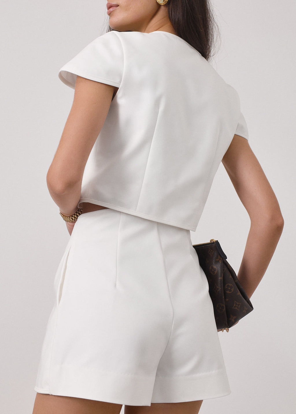 Karina Wave Button Front Top | White