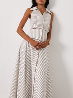 Katya Stripe Icon Dress | White/Mocha
