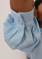 Laney Button Through Linen Blouse | Pastel Blue