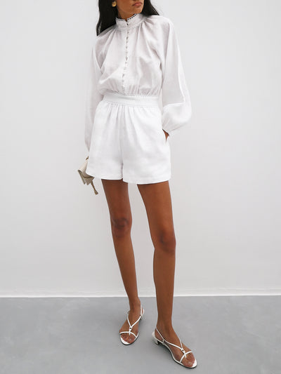 LeFay Contrast Trim Playsuit | White