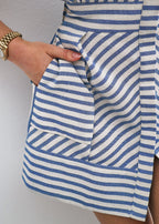 Levante Cotton Blend Stripe Dress | Sea Blue Stripe
