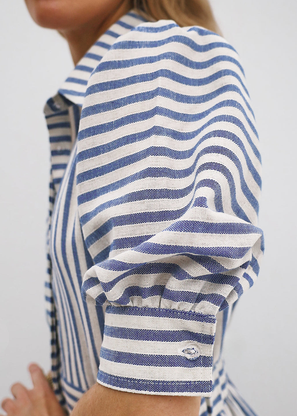 Levante Cotton Blend Stripe Dress | Sea Blue Stripe