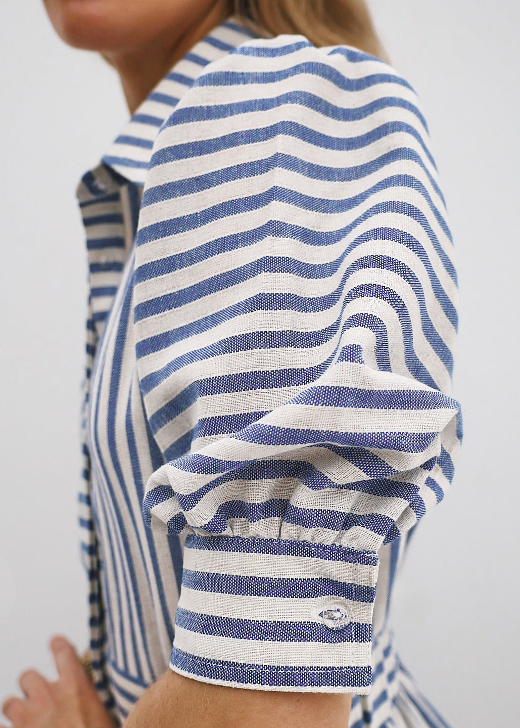 Levante Cotton Blend Stripe Dress | Sea Blue Stripe