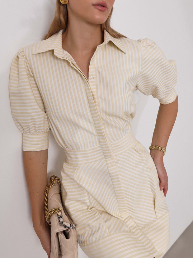 Levante Stripe Dress | Pastel Lemon