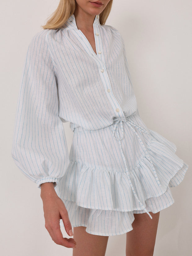 Allisa Spring Stripe Skort | White/Aqua