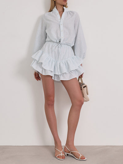 Allisa Spring Stripe Skort | White/Aqua