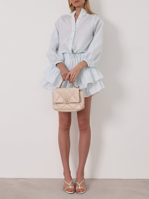 Allisa Spring Stripe Skort | White/Aqua