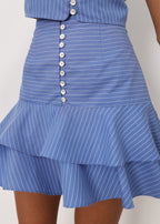 Liza Stripe Frill Hem Skirt | Blue/White