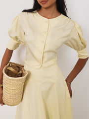 Lola Button Through Day Top | Lemon Cream