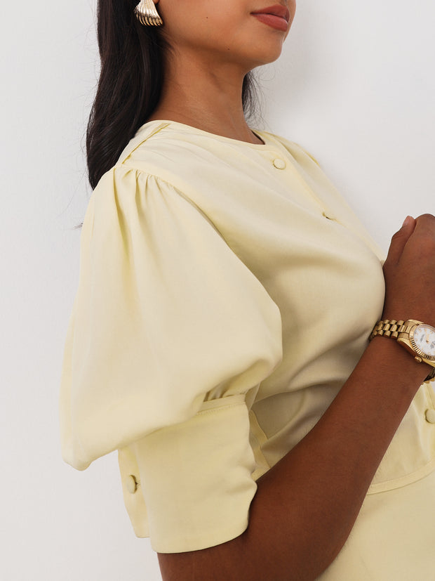 Lola Button Through Day Top | Lemon Cream