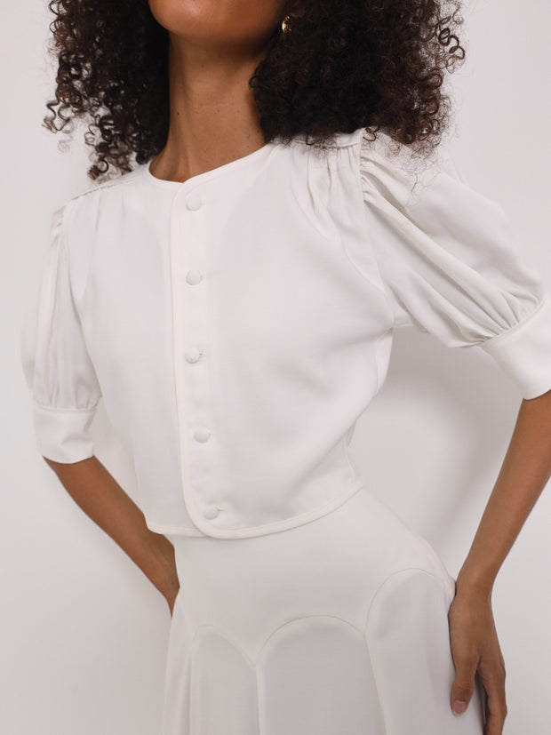 Lola Button Through Day Top | White