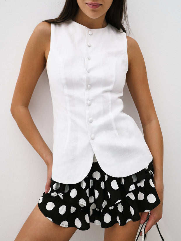 Sydney Polka Print Tiered Skort | Black/White