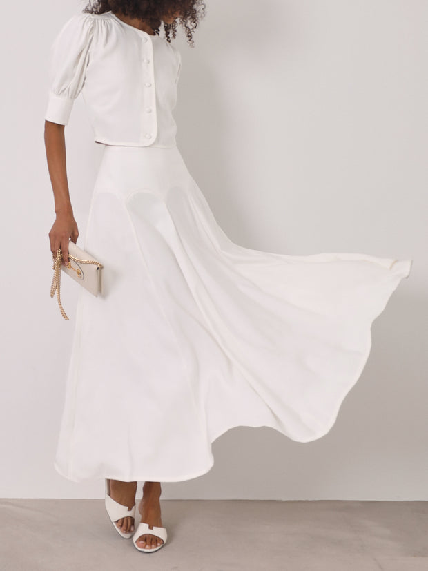 Lola Scallop Seam Dream Skirt | White