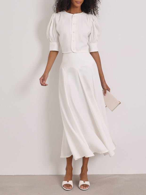 Lola Scallop Seam Dream Skirt | White