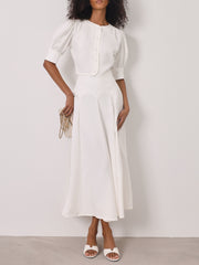 Lola Scallop Seam Dream Skirt | White