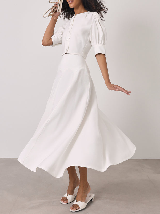 Lola Scallop Seam Dream Skirt | White