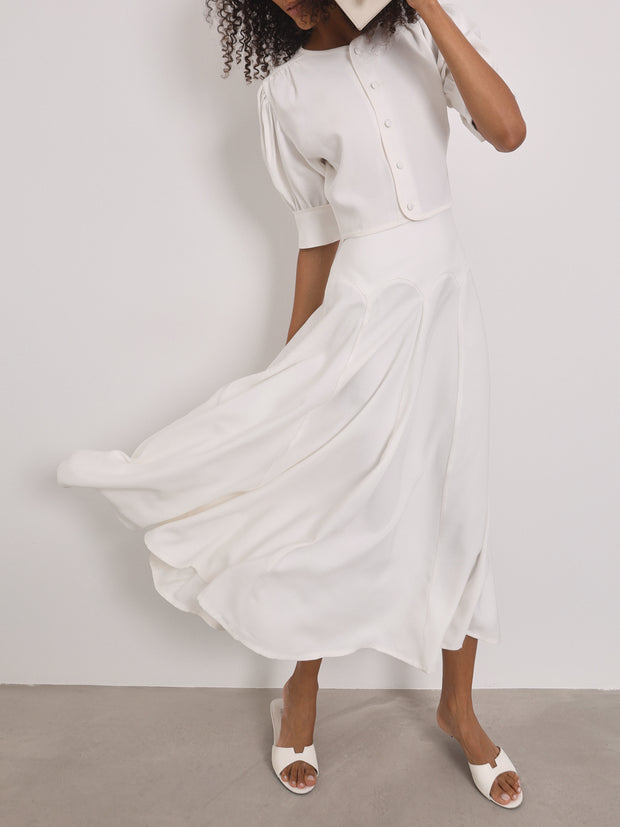 Lola Scallop Seam Dream Skirt | White